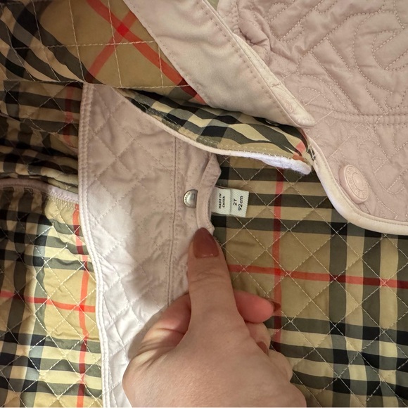 Burberry Pink Quilted Kids Raincoat - Picture 7 of 8